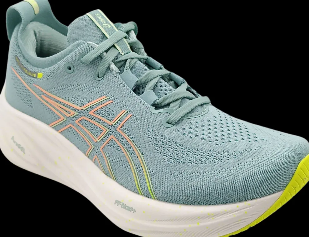 Asics Nimbus 26 light celadon / safety yellow