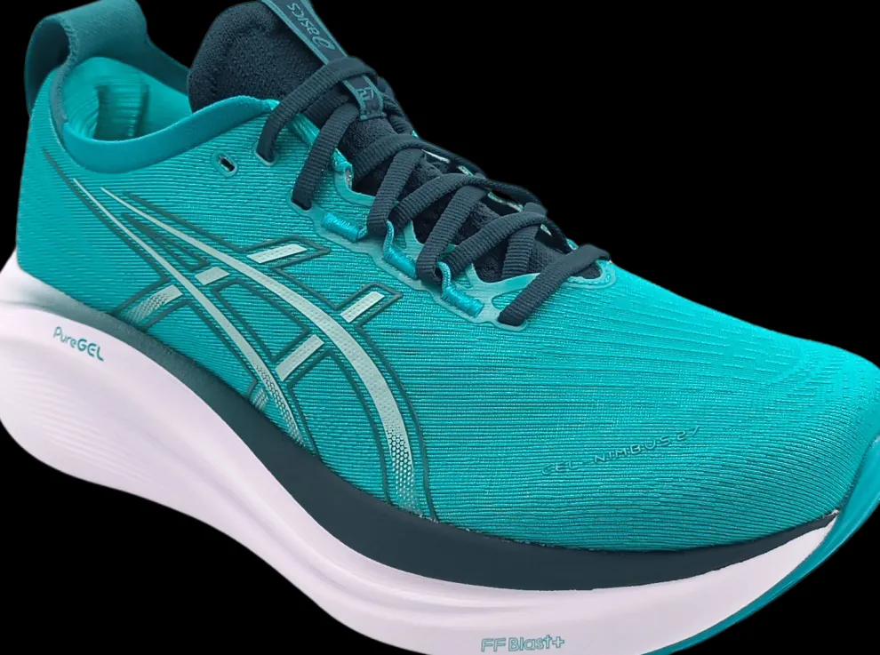 Asics Nimbus 27 wave teal/saxon green