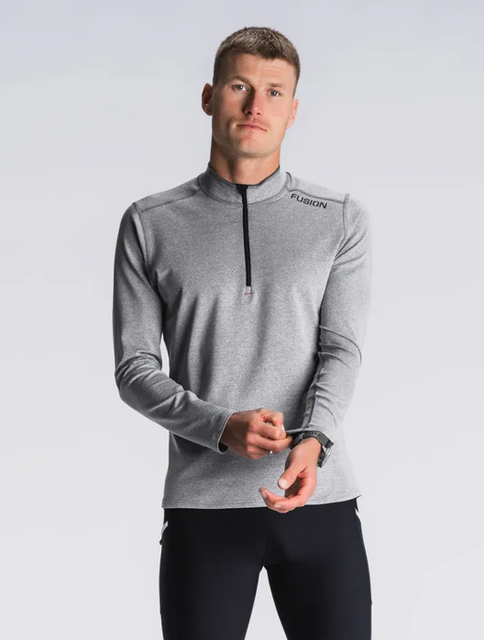 Fusion mens C3 zip neck grey