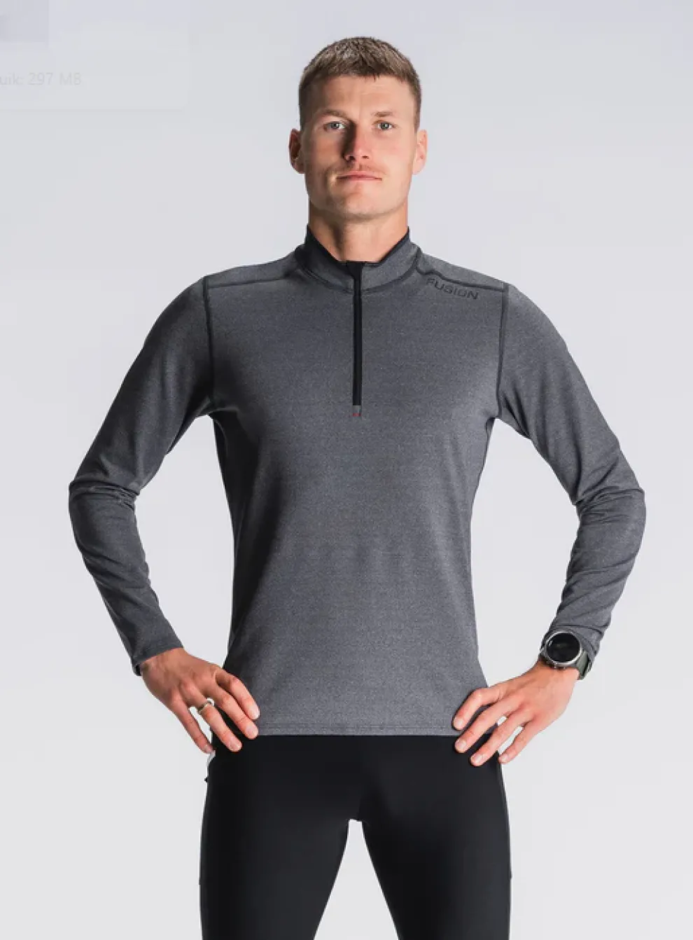 Fusion mens C3 zip neck dark grey