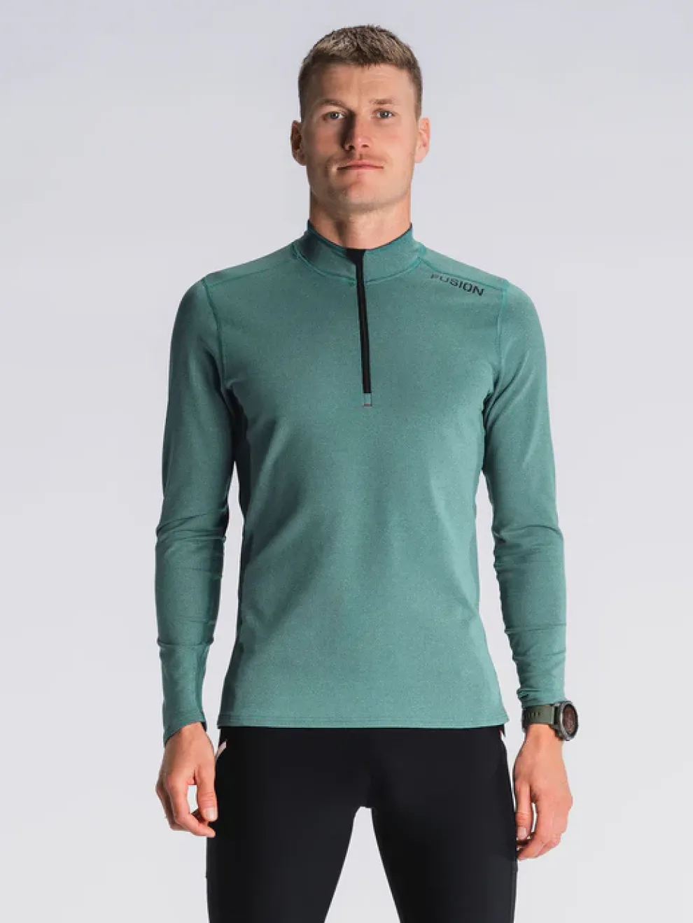 Fusion mens C3 zip neck green