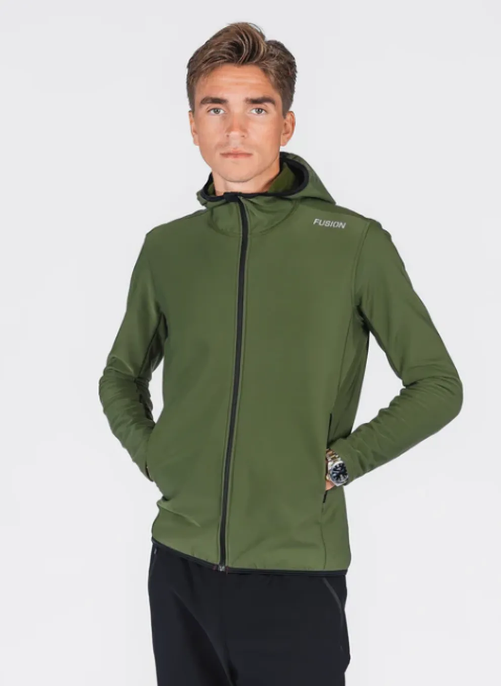Fusion mens recharge hoodie green