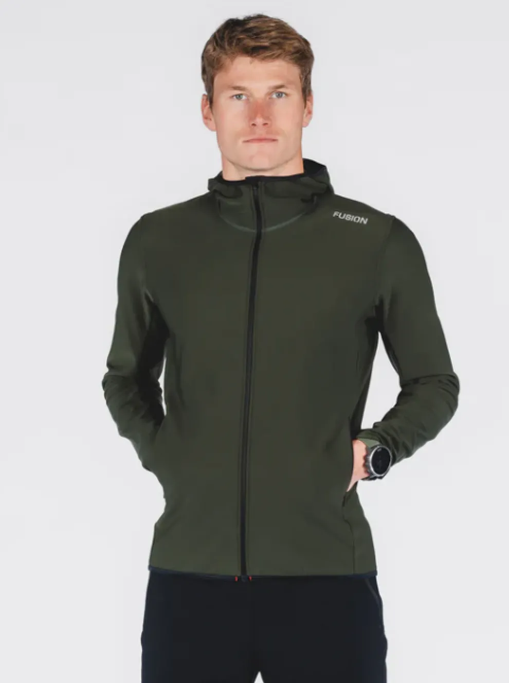 Fusion mens recharge hoodie forest green