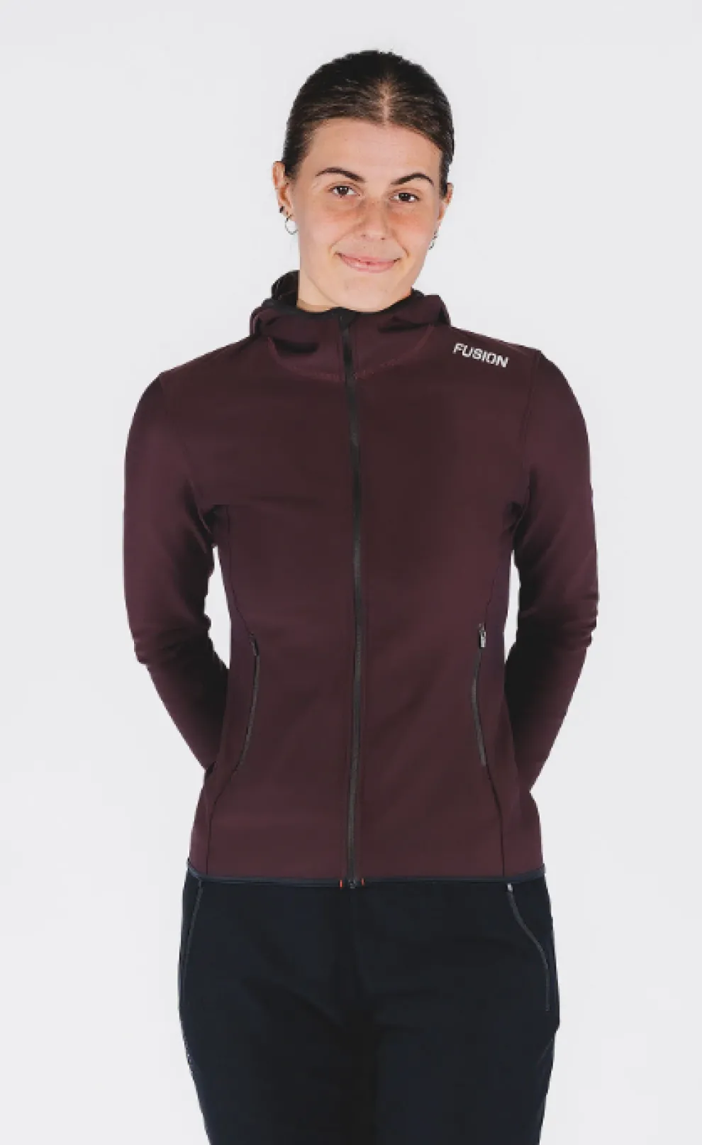Fusion womens recharge hoodie aubergine