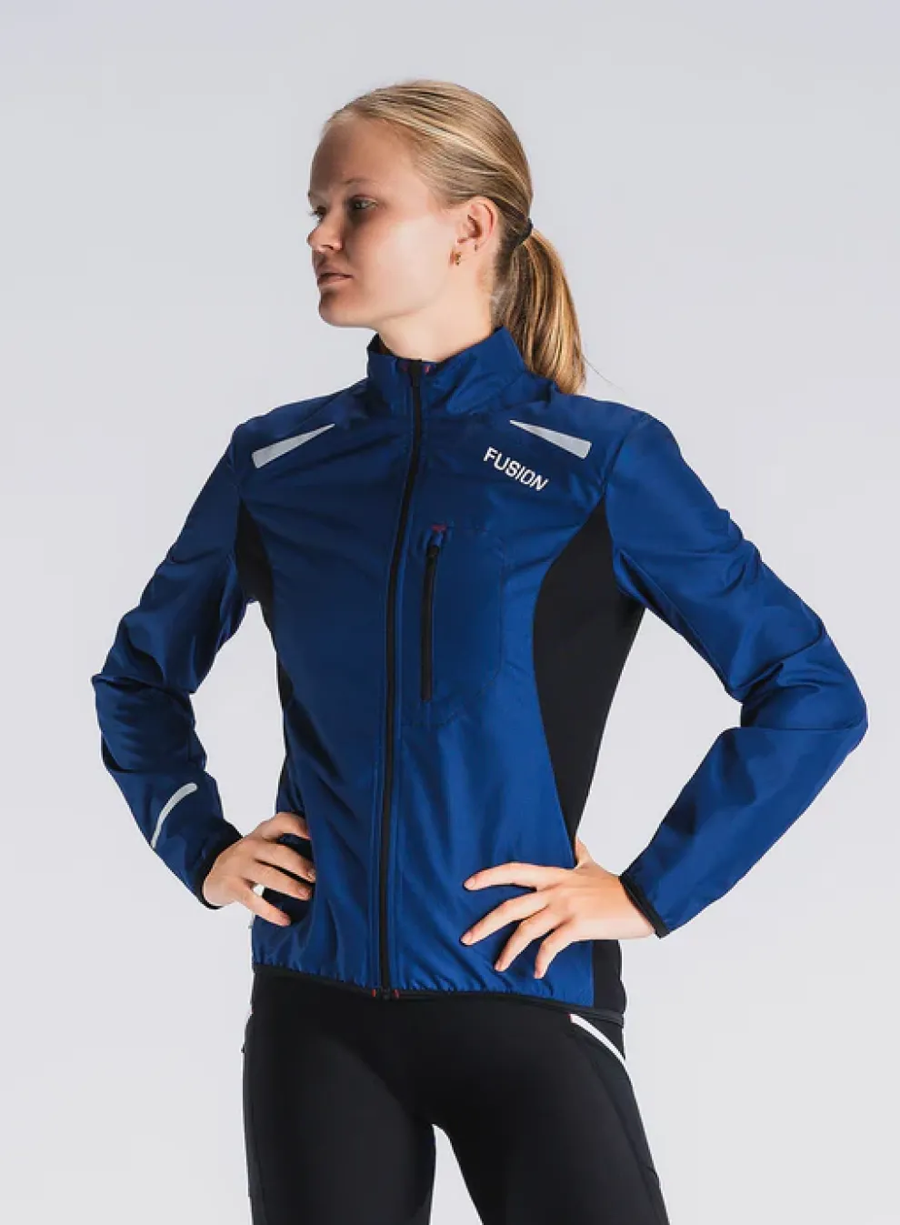 Fusion womens S1 run jacket night blue