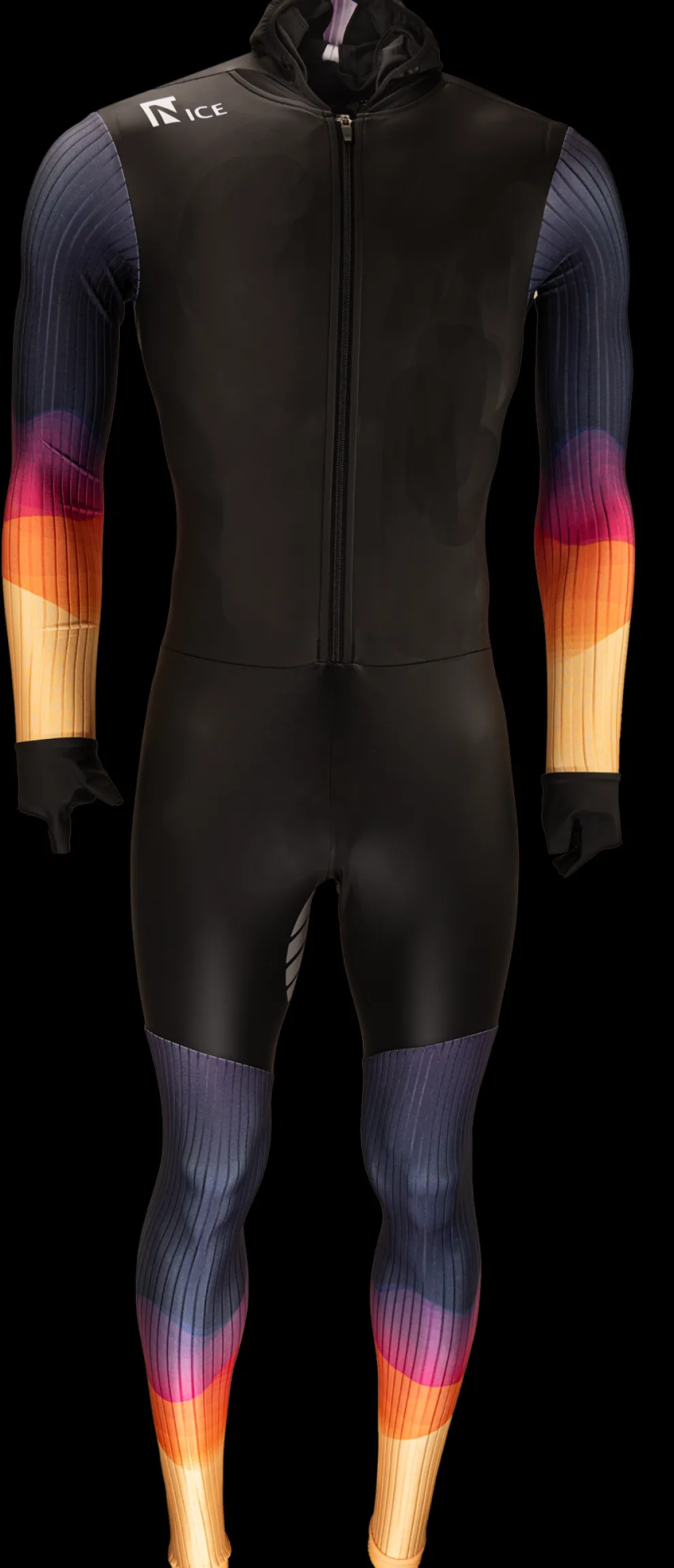 Nice rubber schaatspak power x zwart/geel/paars
