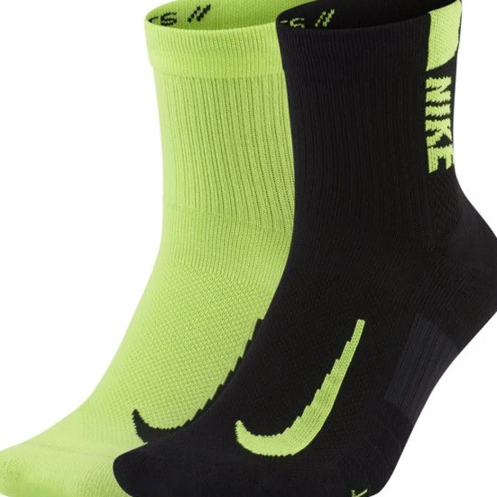 Nike Multiplier High Socks 2 Pack fluor Yellow and Black